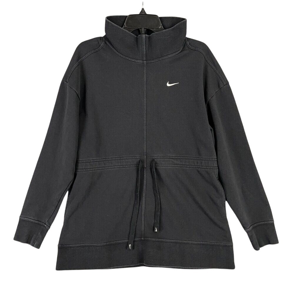 Nike Sweater Womens M High Neck Tie Waist Dri-Fit Get Fit Fleece Training